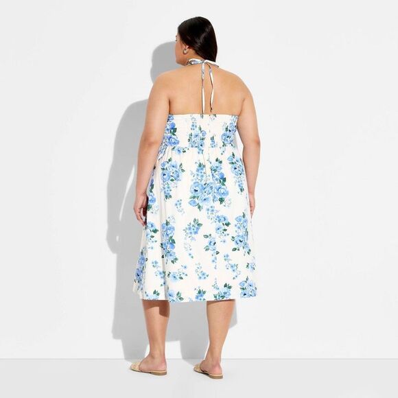 Wild Fable - Women's Fit and Flare Strapless Midi A-Line Dress  White - Picture 3 of 3